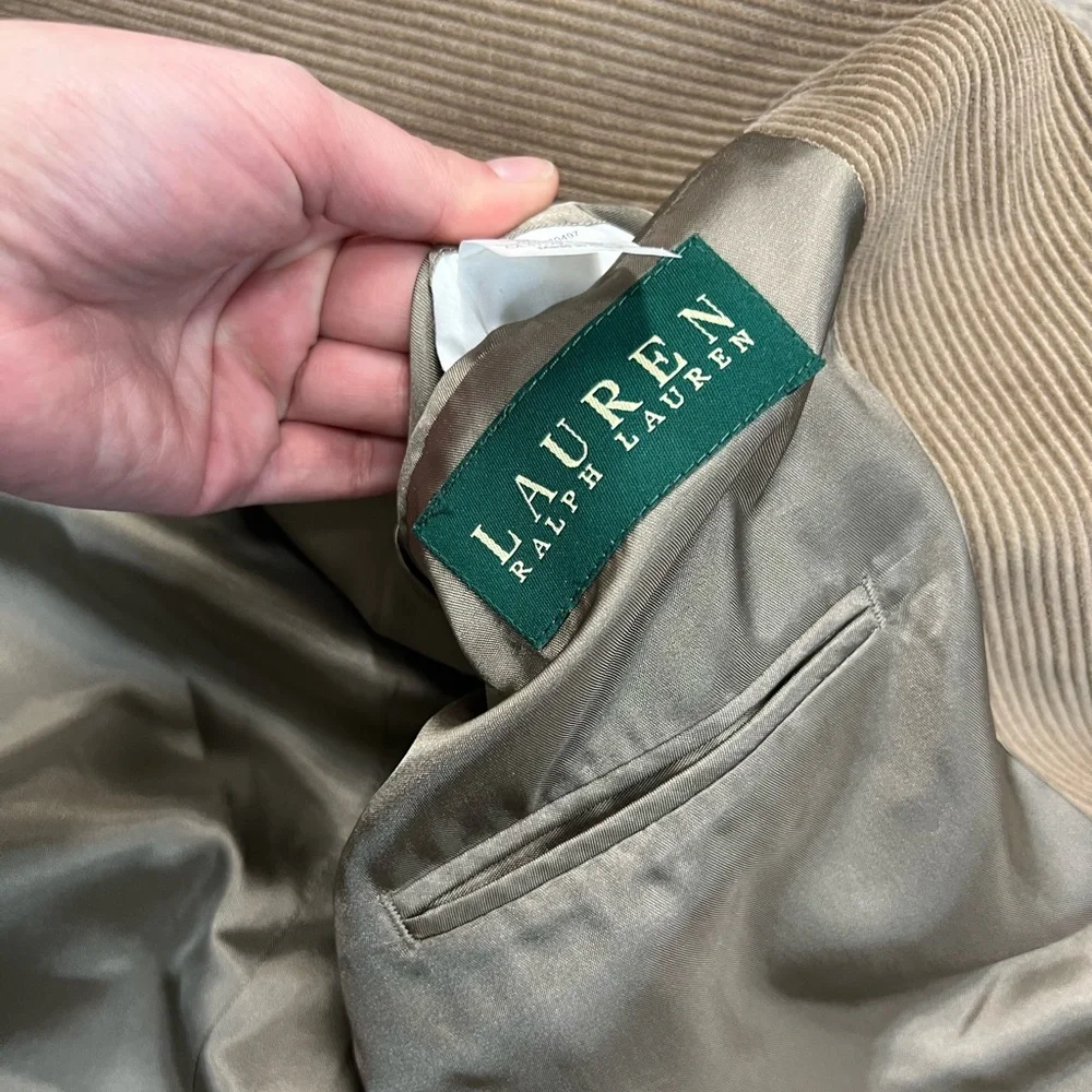 Lauren Ralph Lauren jacket mens 44L tan khaki corduroy sports coat blazer‎